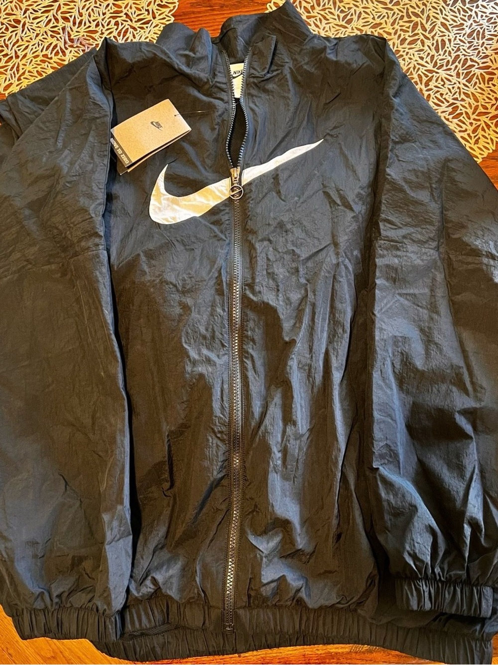 Nike Black Windbreaker Jacket with White Swoosh
